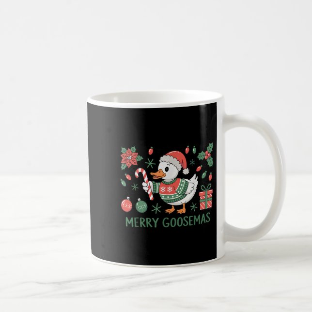Merry Goosemas Cute Christmas Goose Santa Hat Ligh Kaffeetasse (Rechts)