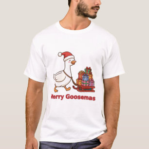 Merry Goosemas Dummer Gänse-Schlitten-T-Shirt T-Shirt