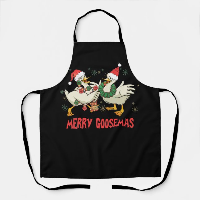 Merry Goosemas Funny Christmas Duck Albern Goose M Schürze (Vorderseite)