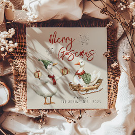 Merry Goosemas | Whimsical Goose Christmas Holiday Feiertagskarte
