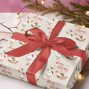 Merry Goosemas Whimsische Gans Weihnachten Geschenkpapier