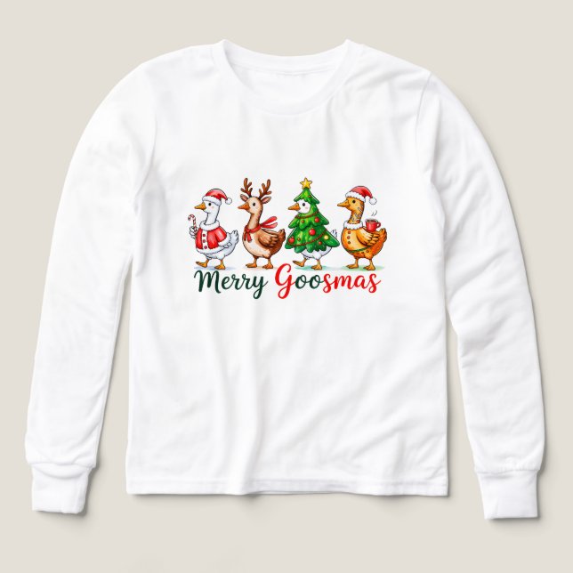 Merry Goosmas Christmas Funny Goose Tri-Blend Shir (Design Vorderseite)