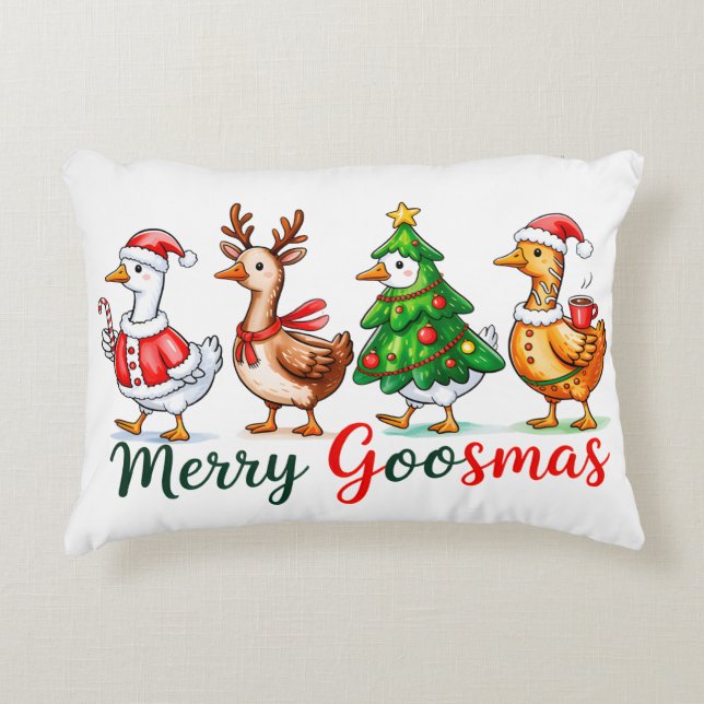 Merry Goosmas Christmas Funny Goose Tri-Blend Shir Dekokissen (Vorderseite)