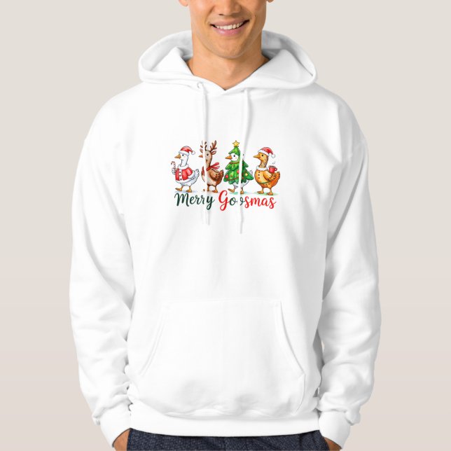 Merry Goosmas Christmas Funny Goose Tri-Blend Shir Hoodie (Vorderseite)