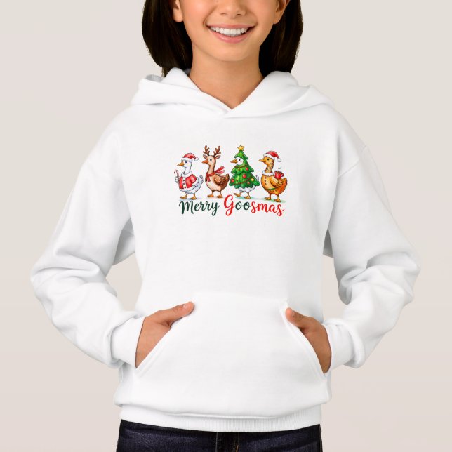 Merry Goosmas Christmas Funny Goose Tri-Blend Shir Hoodie (Vorderseite)