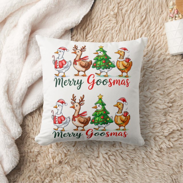 Merry Goosmas Christmas Funny Goose Tri-Blend Shir Kissen (Decke)