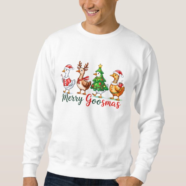 Merry Goosmas Christmas Funny Goose Tri-Blend Shir Sweatshirt (Vorderseite)