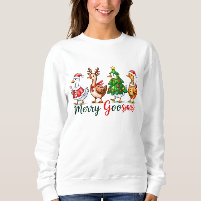 Merry Goosmas Christmas Funny Goose Tri-Blend Shir Sweatshirt (Vorderseite)