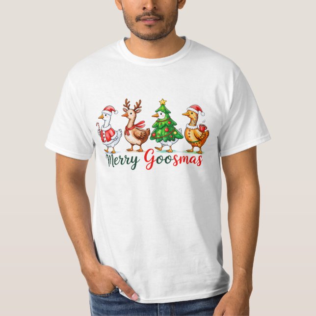Merry Goosmas Christmas Funny Goose Tri-Blend Shir T-Shirt (Vorderseite)