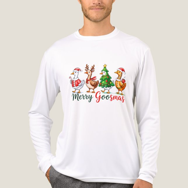 Merry Goosmas Christmas Funny Goose Tri-Blend Shir Tri-Blend Shirt (Vorderseite)