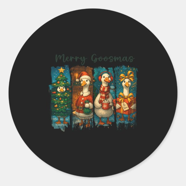 Merry Goosmas - Just A Jolly Goose - Christmas Goo Runder Aufkleber (Vorderseite)