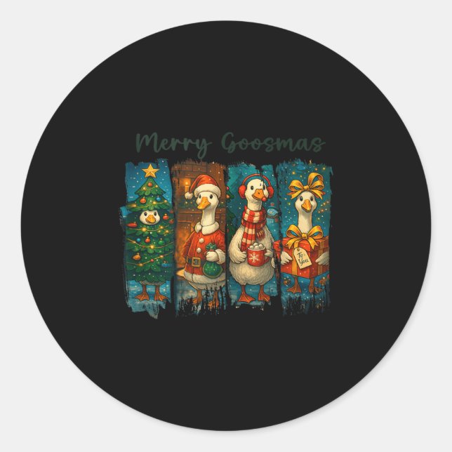 Merry Goosmas - Just A Jolly Goose - Christmas Goo Runder Aufkleber (Vorderseite)