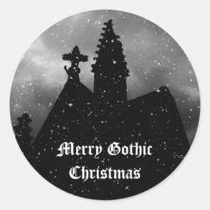 Merry Gothic Weihnachtsaufkleber Runder Aufkleber