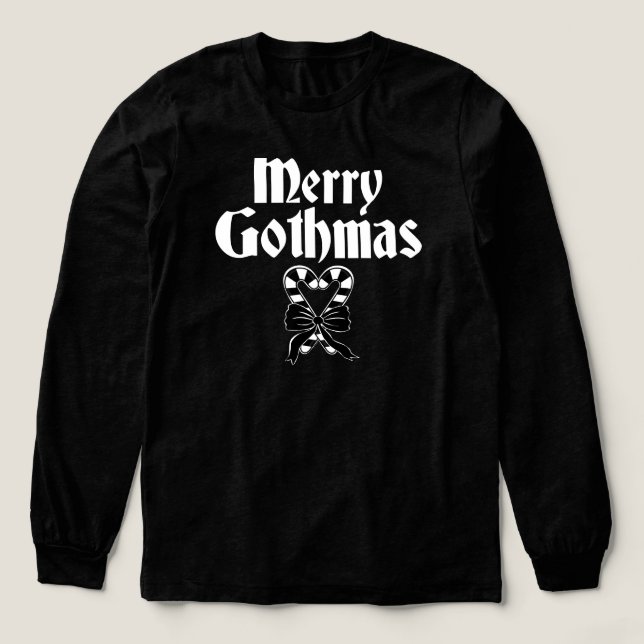 Merry Gothmas Black and White Candy Cane Heart Tri-Blend Shirt (Design Vorderseite)