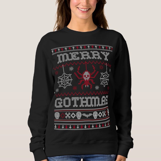 Merry Gothmas Goth Weihnachten Ugly Sweater Spider Sweatshirt (Vorderseite)