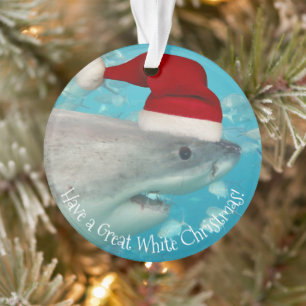 Merry Great White Christmas Shark Weihnachtsmannmü Ornament