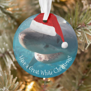 Merry Great White Christmas Shark Weihnachtsmannmü Ornament