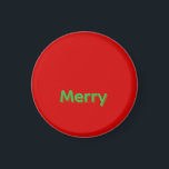 Merry Green Name on Red Magnet<br><div class="desc">Merry Green Name on Red Christmas</div>