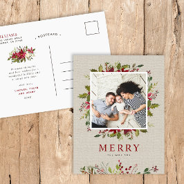 Merry Greenery | Weihnachts-Foto Feiertagspostkarte
