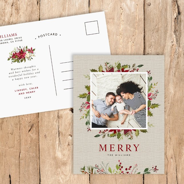 Merry Greenery | Weihnachts-Foto Feiertagspostkarte (Von Creator hochgeladen)