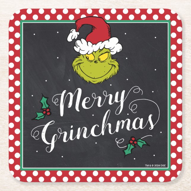 Merry Grinchmas | Grinch Holiday Party Rechteckiger Pappuntersetzer (Vorderseite)