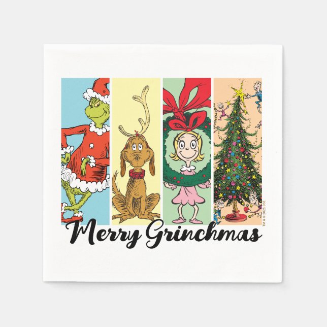 Merry Grinchmas Holiday Collage Serviette (Vorderseite)