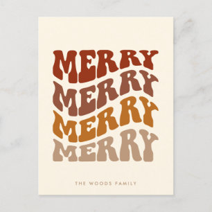 Merry Groovy Wavy Brown Typografie Weihnachten