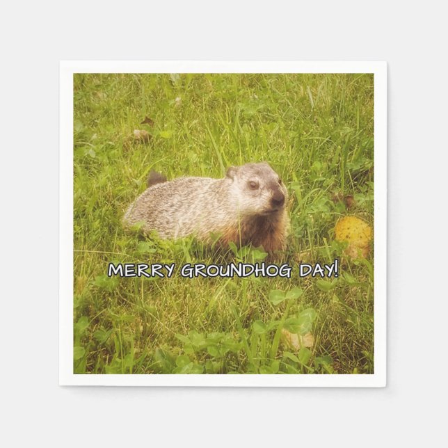 Merry Groundhog Day Serviette (Vorderseite)