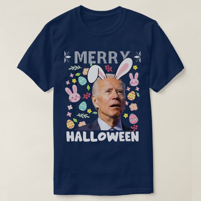 Merry Halloween Konfuse Joe Biden Bunny Osterda T-Shirt (Design vorne)