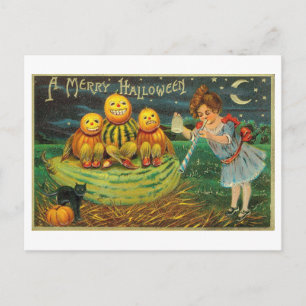Merry Halloween Vintag Postcard Postkarte