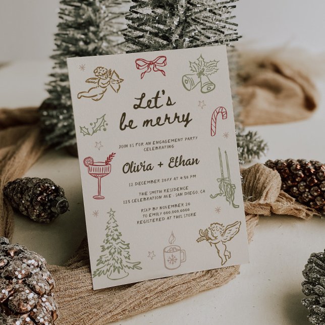 Merry Hand gezeichnete Weihnachtsbändlerin Einladung (Von Creator hochgeladen)