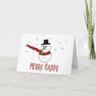 Merry Happy Snowman mit Red Scarf Feiertagskarte