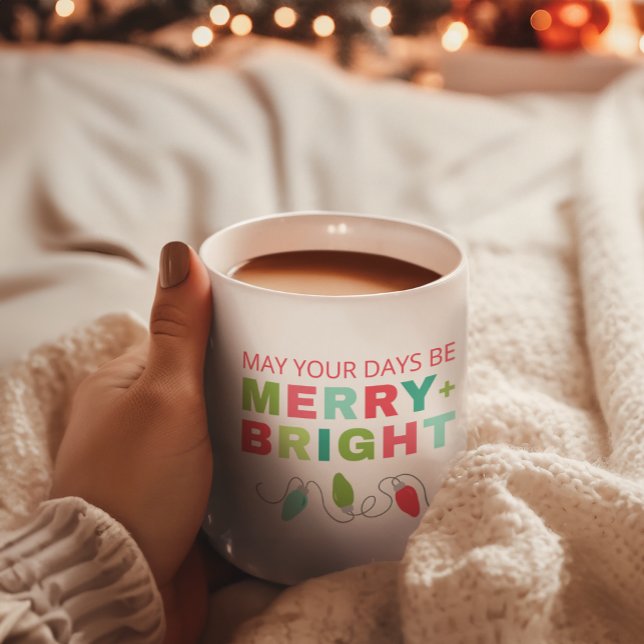 Merry + Helle Moderne Weihnachts-Tasse Kaffeetasse (Merry and Bright Christmas Mug)