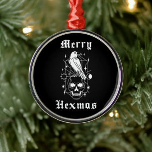 Merry Hexmas Hexenhut Skull Spooky Horror Ornament