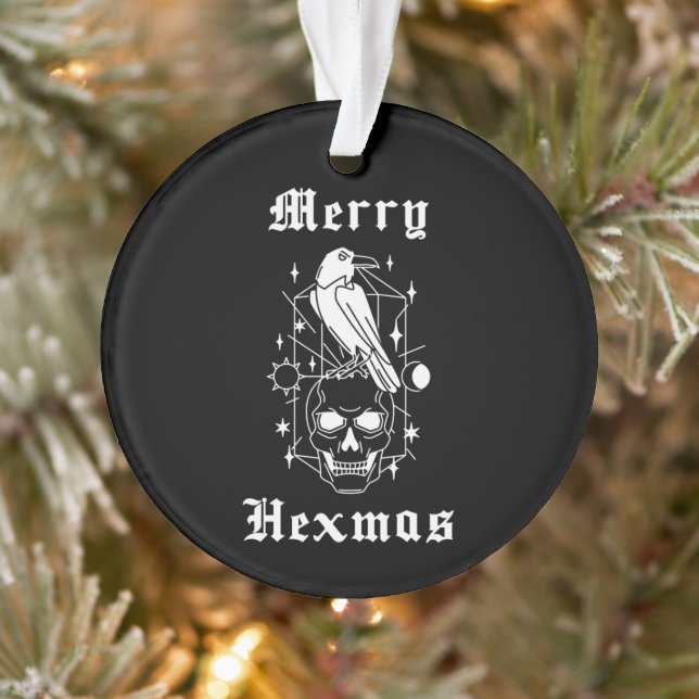 Merry Hexmas Witchy Spooky Skull Ornament (Baum)