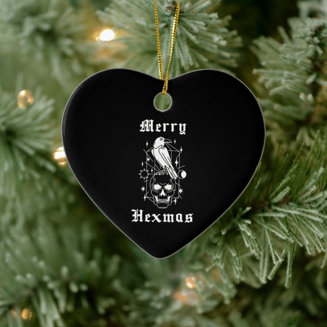 Merry Hexmas Witz Skull Spooky Hexchcraft Keramik Ornament (Baum)