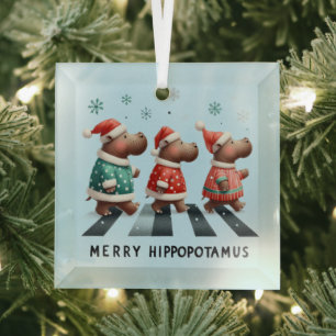Merry Hippopotamus Ornament Aus Glas