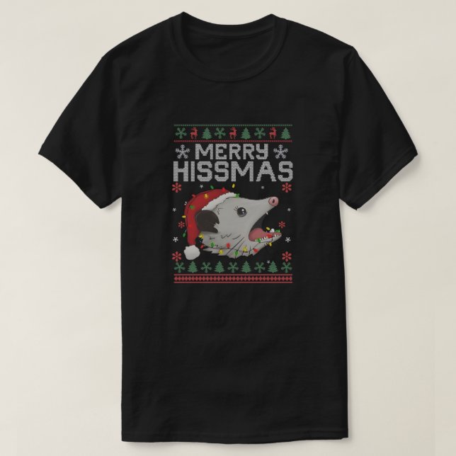 Merry Hissmas, Funny Cat Christmas Design T-Shirt (Design vorne)