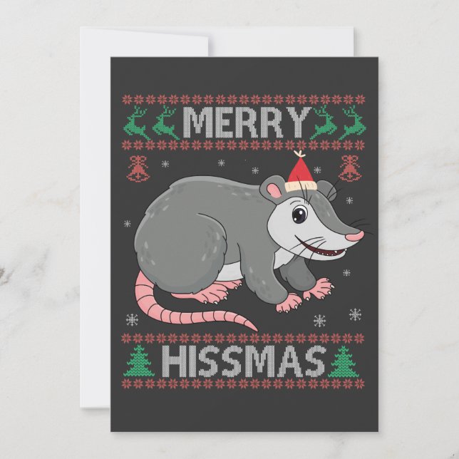 Merry Hissmas Funny Ugly Xmas Sweater Opossum Gesc Ankündigung (Vorderseite)