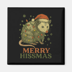 Merry Hissmas Ssum Weihnachtsmannmütze Xmas Light Magnet