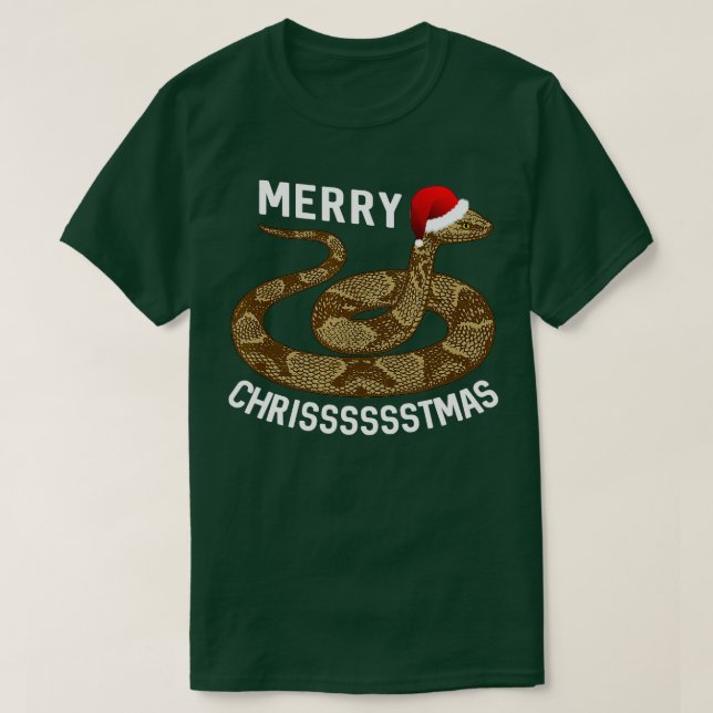 Merry Hissmas Weihnachts-Weihnachtsmannmütze Koppe T-Shirt (Design vorne)