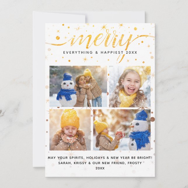 MERRY Holiday Card + Farbabgleichende Typografie Feiertagskarte (Vorderseite)