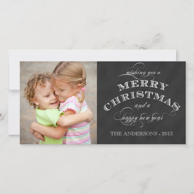 MERRY HOLIDAY FOTO CARD | CHALKBOARD FEIERTAGSKARTE (Vorderseite)
