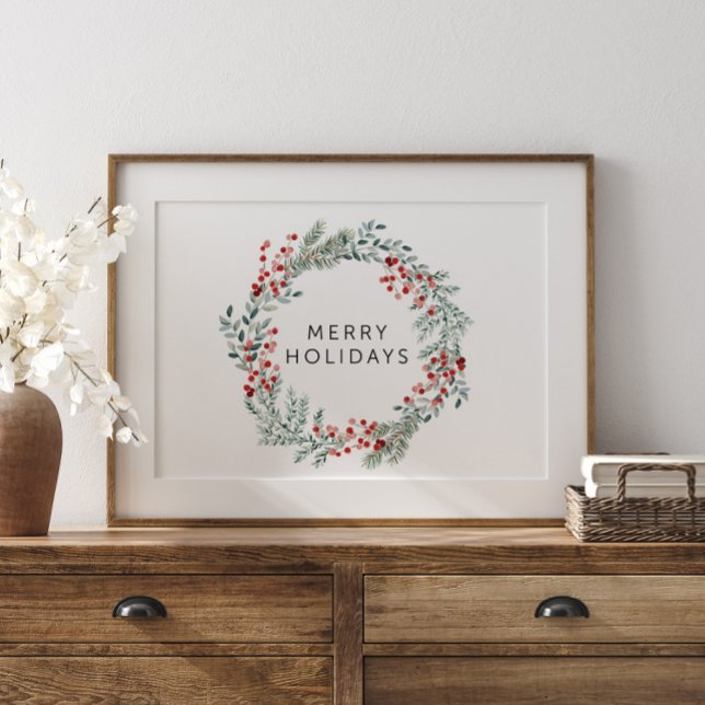 Merry Holiday Red Winter Berry Poster (Von Creator hochgeladen)