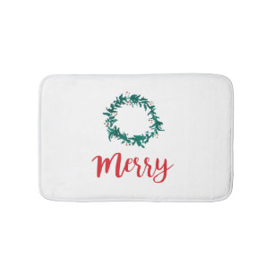 Merry Holiday Wreath Bath Mat Badematte