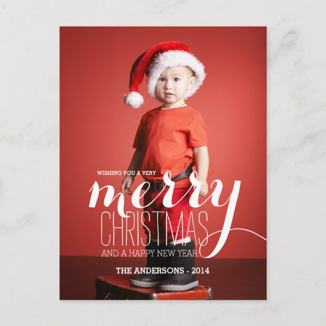 Merry Holiday wünscht | Holiday Foto Postkarte (Vorderseite)