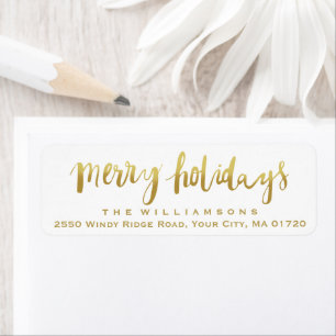 Merry Holidays Elegantes Gold Script Custom White