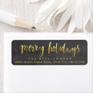 Merry Holidays Trendy Gold Script Chalkboard