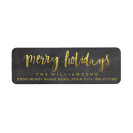 Merry Holidays Trendy Gold Script Chalkboard