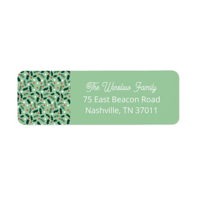 Merry Holly Days Return Address Label (Green) (Vorne)